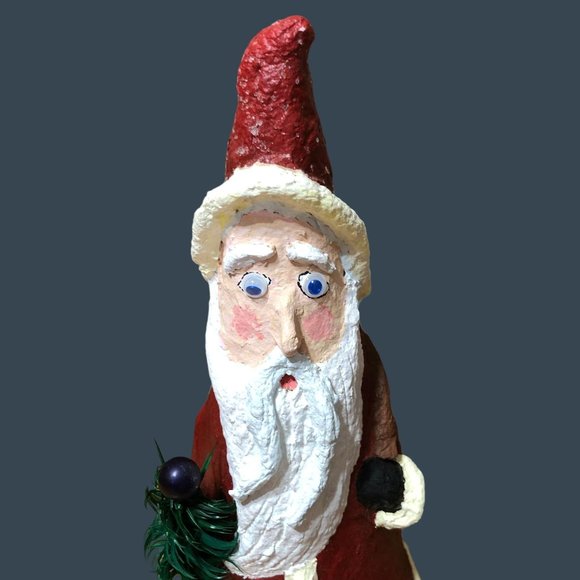 Paper Mache Santa Father Christmas Decoration Holiday Figurine 2007 R Gillum 10" - Picture 15 of 16